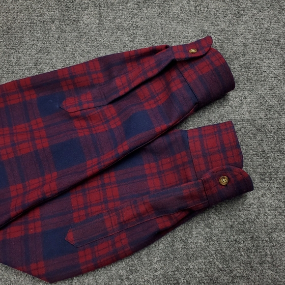 Vintage Pendleton Wool Flannel Shirt Mens Large Tartan Plaid Button Up Red Blue - Picture 10 of 11